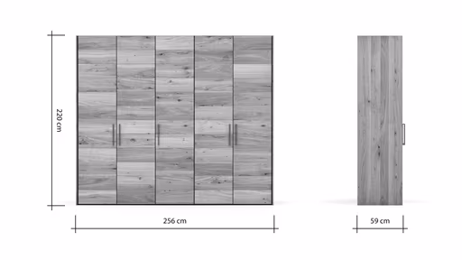 Drehtürenschrank Colorado - B ca. 256 cm, Wildeichefurnier natur