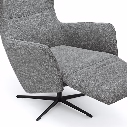 Relaxsessel Clemens - inkl. Relaxfunktion (motorisch), Kopfstütze/Akku, Stoff, Grau