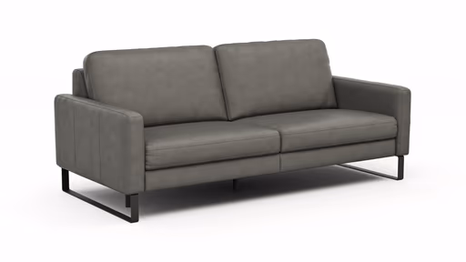 Sofa Enna - 3,5-Sitzer inklusive Relaxfunktion (motorisch) links, Leder, Grau