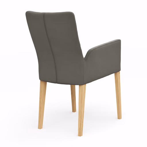 Armlehnstuhl Tuma - Leder, Graubraun