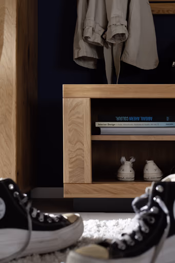 Garderobenbank - Wildeiche Nachbildung, Wildeiche massiv geölt