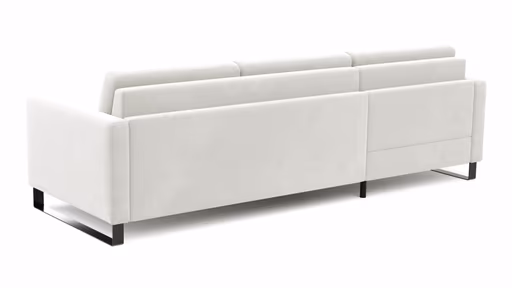 Schlafsofa Laredo - Longchair mit 2-Sitzer rechts inkl. Schlaffunktion mit Bettkasten, Stoff, Graubeige