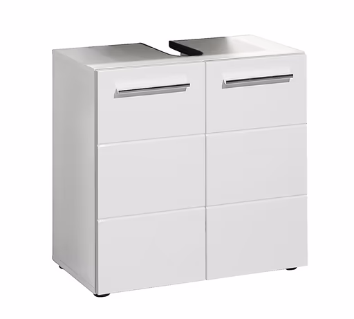Waschebeckenunterschrank- B ca. 60 cm, Weiß Matt, Weiß Hochglanz