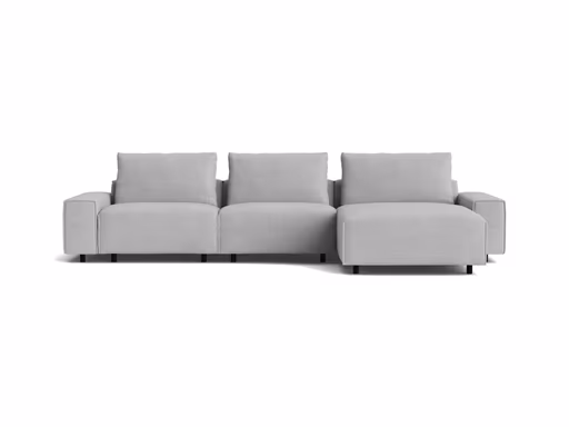 Ecksofa Serava - 2,5-Sitzer mit Longchair rechts, inkl. Relaxfunktion, Stoff, Grau