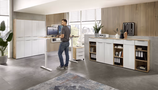 Büroregal - B ca. 40 cm, Artisan Eiche Nachbildung, Weiß