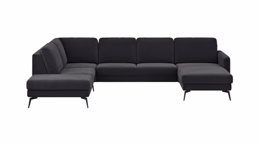 Wohnlandschaft Enna - Ecke links, 2,5-Sitzer, Longchair rechts, Stoff, Anthrazit