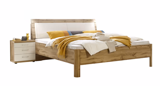 Futonbett - Liegefläche ca. 180x200 cm, inkl. Konsolen, Bianco-Eiche-Nachbildung, Absetzungen Weiß