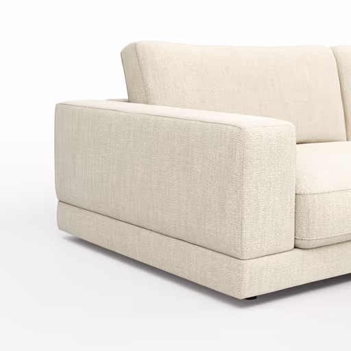 Ecksofa Juni - 1,5-Sitzer mit Longchair rechts, Stoff, Natur
