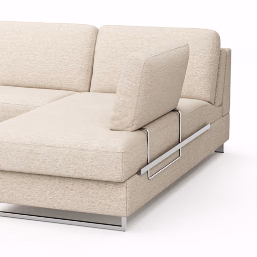 Ecksofa Nuoro - 2-Sitzer mit Longchair rechts inkl. Schlaffunktion und Bettkasten, Stoff, Beige