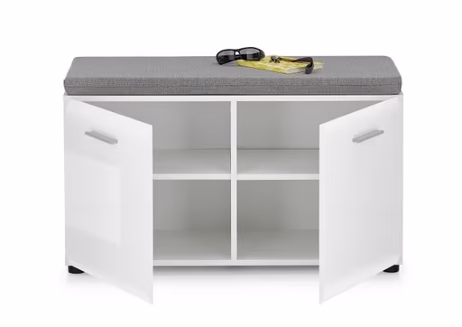 Schuhbank- Weiß, Weiß, Hochglanz