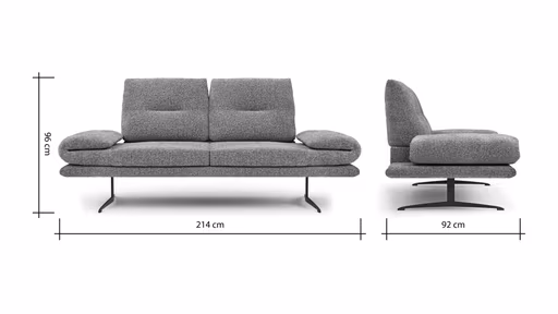 Sofa Lucero 2.0 - 2-Sitzer inkl. Drehsitz, Rollout-Armlehne und Sitztiefe verstellbar, Stoff, Cognac