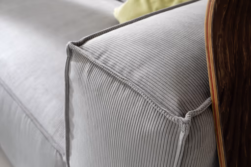 Ecksofa Aki - Longchair links, 1,5-Sitzer, Stoff, Hellgrau