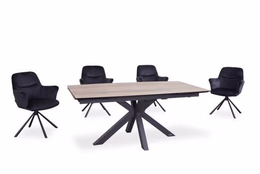 Armlehnstuhl MIRYA - drehbar, Stoff, Schwarz