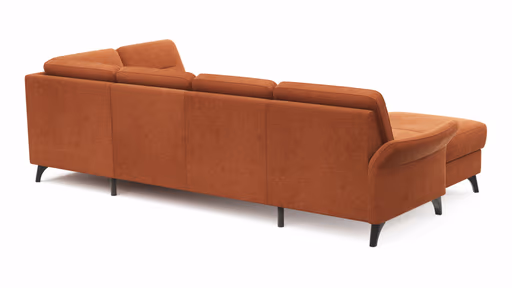 Wohnlandschaft Almyra - Longchair links, 2,5-Sitzer, Ottomane rechts, Stoff, Kupfer