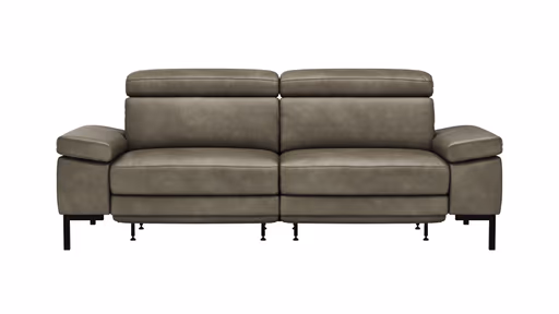 Sofa Hudson - 3-Sitzer, inkl. Relaxfunktion (motorisch) und Kopfteil/Armlehnen verstellbar, Leder, Braungrün