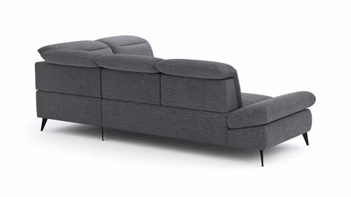 Ecksofa Alegria - 2,5-Sitzer mit Ecke rechts inkl. Kopfteil/ Armlehne/ Sitztiefe verstellbar, Stoff, Graublau