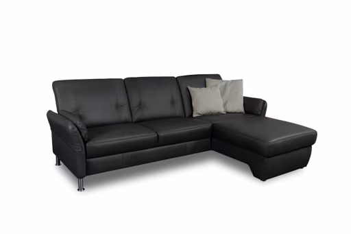 Ecksofa Caracas - 2,5-Sitzer mit Longchair rechts, Leder, Anthrazit