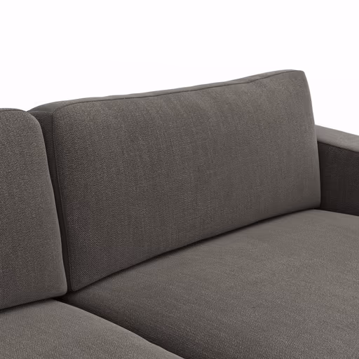 Ecksofa Juni - Longchair links mit 1,5-Sitzer, Stoff, Schwarz