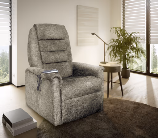 TV-Sessel MYRON - Aufstehhilfe, Relaxfunktion, Kopfteilverstellung, Stoff, Braun