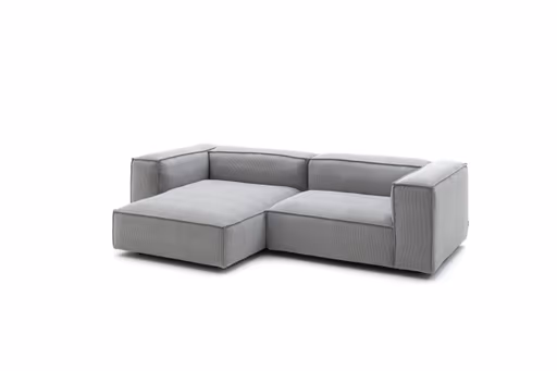 Ecksofa Aki - Longchair links, 1,5-Sitzer, Stoff, Hellgrau