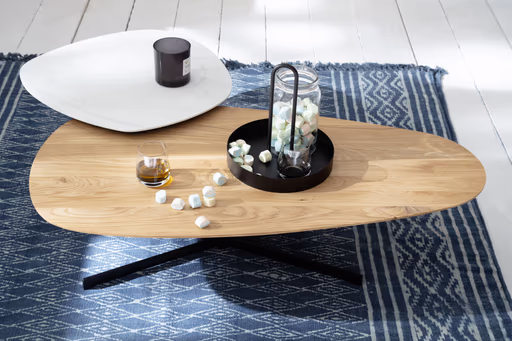 Beistelltisch Eir - LBH ca. 60x60x32 cm, Keramik, Weiß