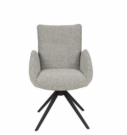 Armlehnstuhl MAURA - drehbar, Stoff, Silberfarben, Latte Macchiato