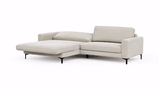 Ecksofa Oviedo - Longchair links mit 1,5-Sitzer inkl. Relaxfunktion (motorisch), Stoff, Natur