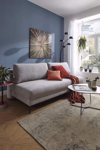 Schlafsofa Salema - 3-Sitzer mit Schlaffunktion (Liegefläche ca. 150x200cm), Stoff, Hellgrau