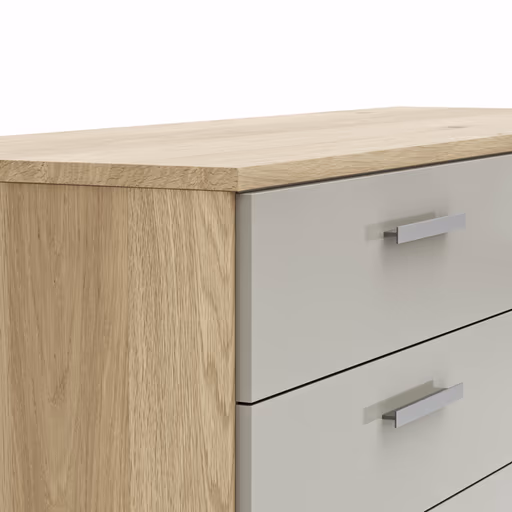 Kommode Viana - Balkeneiche furniert, Taupe