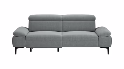 Sofa Felipa - 3-Sitzer inkl. Relaxfunktion (motorisch) und Kopfteil verstellbar, Stoff, Grau