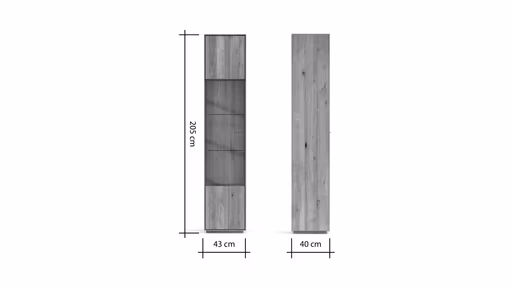 Vitrine Saratoga - links, Wildeiche massiv, natur geölt