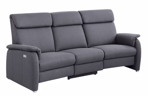 Trapezsofa EM Barcelona - 3-Sitzer, Relaxfunktion (motorisch), Stoff, Anthrazit