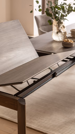 Esstisch Saratoga - ausziehbar, LB ca. 180x95 cm, Buche massiv, silbergrau geölt