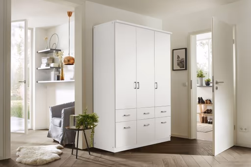 Drehtürenschrank ROYAN- B ca. 136 cm, Weiß