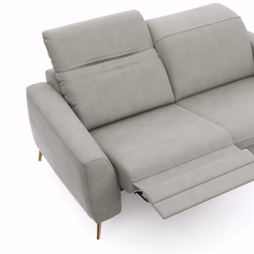 Sofa Tulsa KV - 2,5-Sitzer, inkl. Relaxfunktion und Kopfteilverstellung (motorisch), Leder, Graubeige