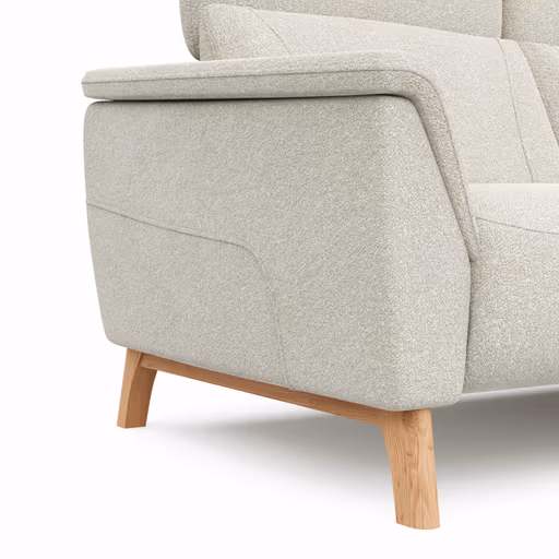 Ecksofa Nevin - 2-Sitzer mit Longchair rechts, inkl. Kopfpolsterverstellung, Stoff, Weiß