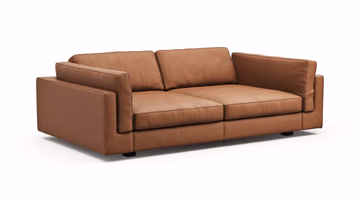 Sofa Aprino 3 - 3,5-Sitzer XXL, Dickleder, Cognac, Armlehne Kissen