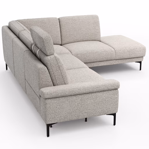 Ecksofa Matero - 2-Sitzer mit Ecke rechts inkl. Relaxfunktion motorisch und Sitzvorzug, Stoff, Hellgrau
