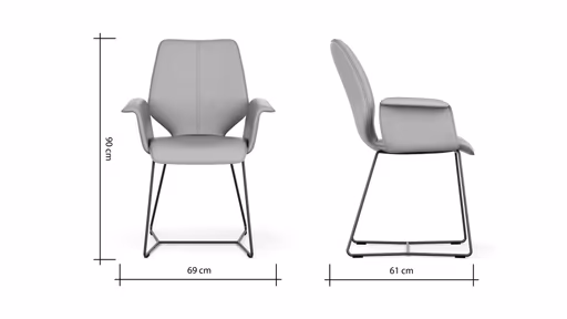 Armlehnstuhl Penthouse - Leder, Graubraun, Kufen, Anthrazit