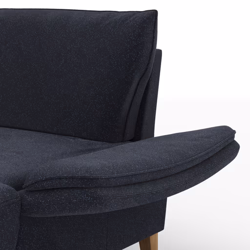 Sofa Stamford - inkl. Armlehne verstellbar und Kopfstütze, Ecksofa 2-sitzig und Abschlusshocker links mit 3,5-Sitzer, Bogen rechts, Stoff, Dunkelblau