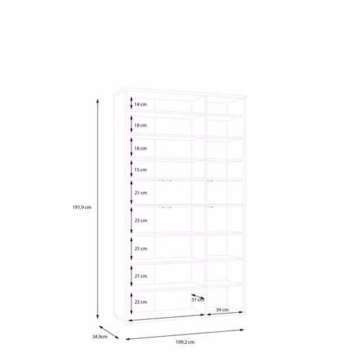 Schuhschrank FAID- B ca. 109 cm, Hellgrau