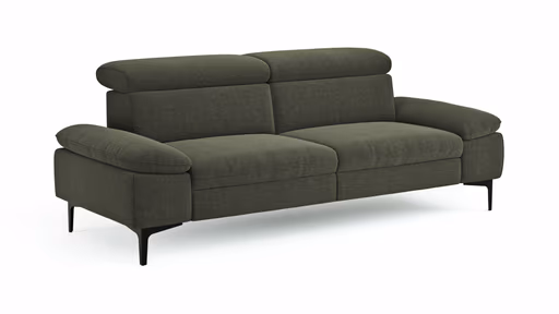 Sofa Felipa - 3-Sitzer inkl. Kopfteil verstellbar, Stoff, Dunkelgrün