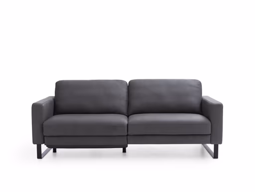 Sofa Enna - 3,5-Sitzer inklusive Relaxfunktion (motorisch) links, Leder, Grau