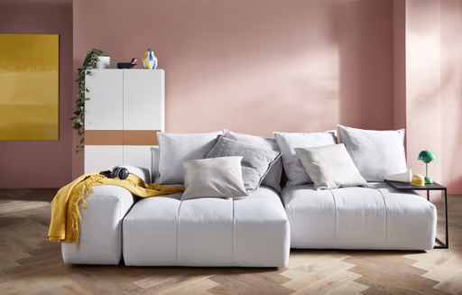 Ecksofa Palazzina - Longchair links, 1,5-sitzer, Stoff, Hellgrau