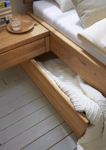 Bettgestell 1660 - Liegefläche ca. 180x200 cm, Wildeiche massiv, geölt