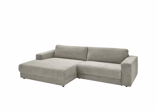 Ecksofa - Longchair links mit 1,5-Sitzer, Stoff, Steingrau