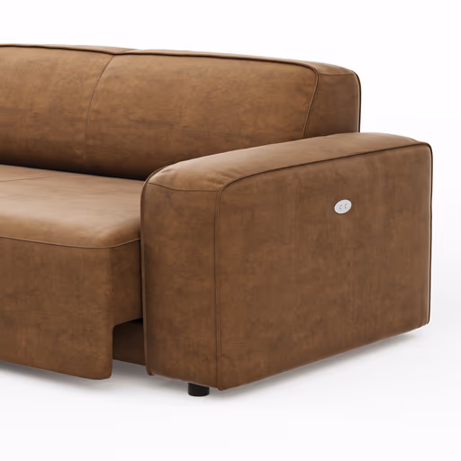 Ecksofa Denver - Longchair links mit 2,5-Sitzer inkl. Sitzvorzug (motorisch), Stoff, Braun