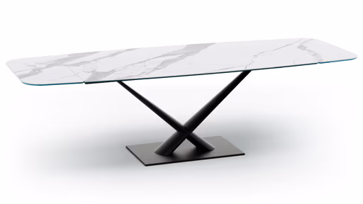 Esstisch Savona - LB ca. 200x100 cm, ausziehbar, Keramik, Weiß, Bootsform