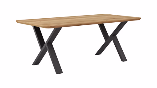 Esstisch Belfast - LB ca. 200x100 cm, Eiche massiv, X-Gestell asymmetrisch