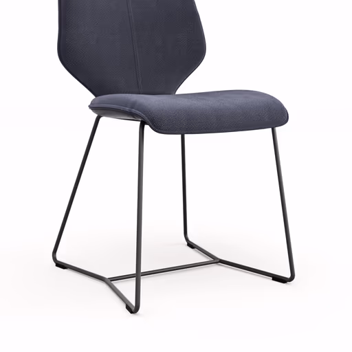 Stuhl Penthouse - Stoff, Dunkelblau, Leder, Lavendel, Kufen, Anthrazit